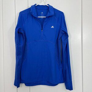 Adidas Medium Blue Long Sleeve Half Zip Pullover Athletic Top